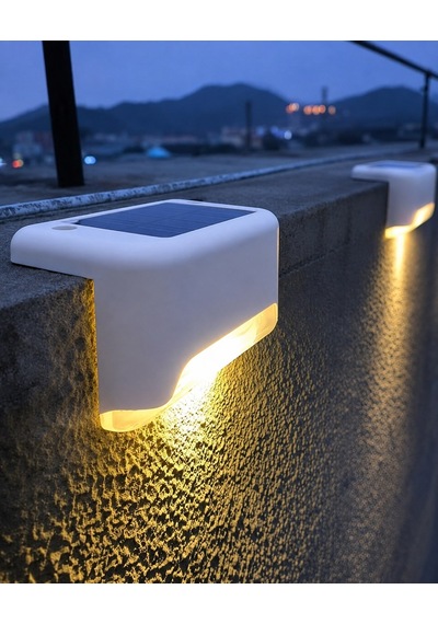 4 Adet Köşebent Solar Led Bahçe Duvar Aydınlatma Lambası Güneş Enerjili Merdiven Yol Lambası Beyaz