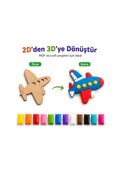 Hayal Gücü Kil Seti - 12 Renkli Hava İle Kuruyan Zıplayan Kil Hamuru, Yumuşak Ve Kolay Şekillenen, Kokusuz, Eğitici Aktivite Seti Çok Renkli