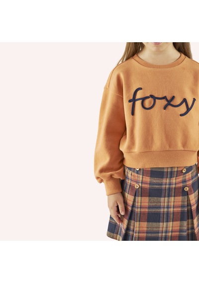 Kız Çocuk Nakış Detaylı Kiremit Sweatshirt 5981644