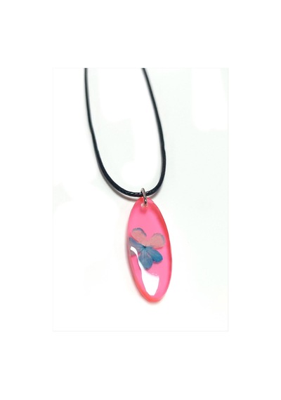 Kartopu Çiçeği Oval Epoksi Kolye-açık Pembe N145