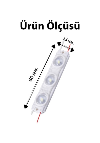Beyaz Yapışkanlı Modül Led İç/dış Mekan Uyumlu 12 Volt Güçlü Aydınlatma 1 Metre
