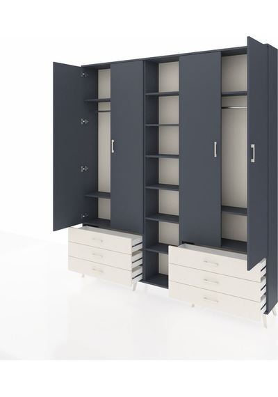 Arges Dolap 13 Raflı 6 Çekmeceli 2 Askılı 220x30x243 Antrasit-antrasit/aytaşı Antrasıt/aytası Arges Dolap 13 Raflı 6 Çekmeceli 2 Askılı 220x30x243 Antrasit-antrasit/aytaşı Antrasıt/aytası
