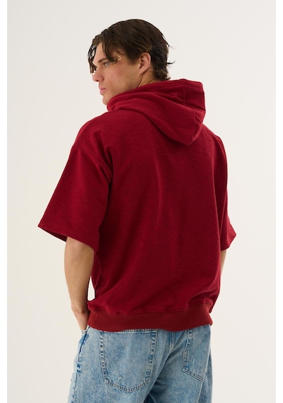 Alexander Gardi Cropped Kapüşonlu Kısa Kollu Sweatshirt Bordo