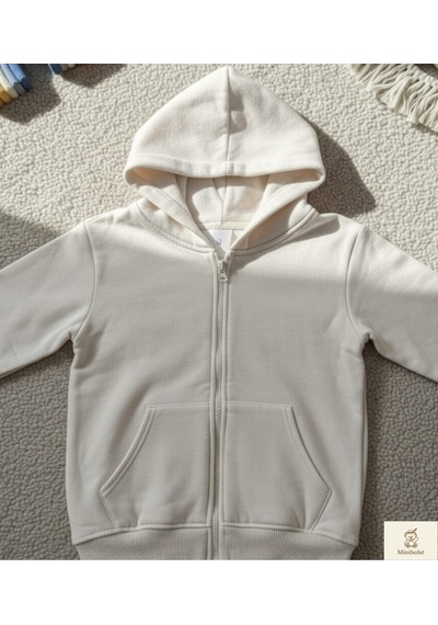 Minibohe Basic Çocuk Hoodie Bej Açık Bej