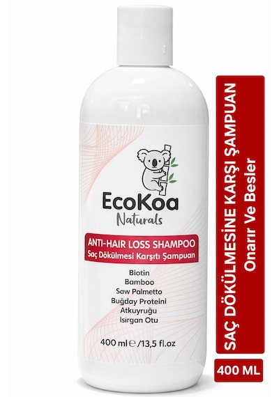 Ecokoa Natural Saç Dökülmesi Ve Saç Onarıcı Bakım Şampuanı 400 Ml Dökülen