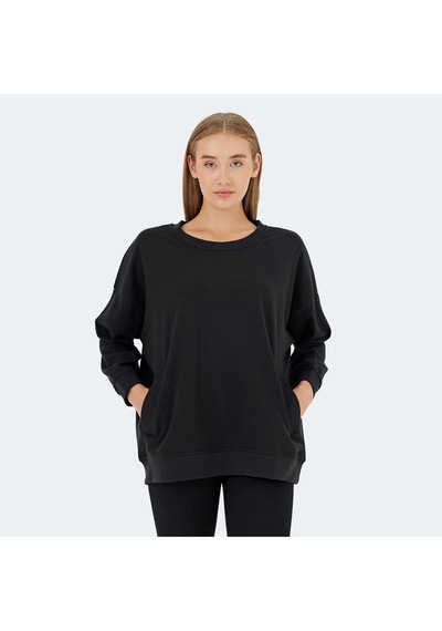 Slazenger VIKENTI SW Oversize Kadın Cepli Oversıze Siyah Sweatshirt