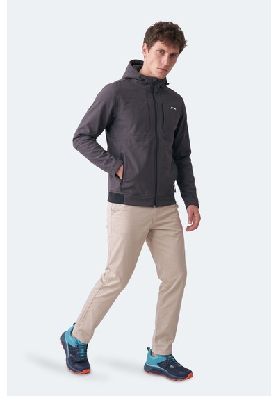 Slazenger Crest I Erkek İçi Polarlı Rüzgar Ve Su Geçirmez Softshell Antrasit Mont & Kaban