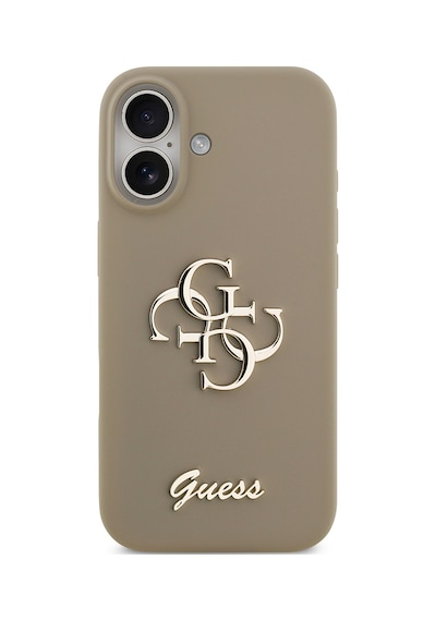 Apple Uyumlu iPhone 17 Kılıf Guess Lisanslı Grained Yazı Logolu Kapak Kahverengi Kahverengi