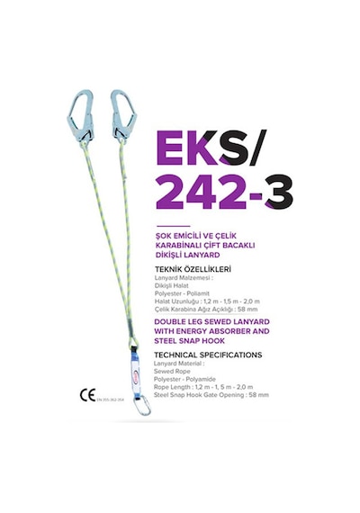 Şok Emicili Çift Bacaklı Lanyard