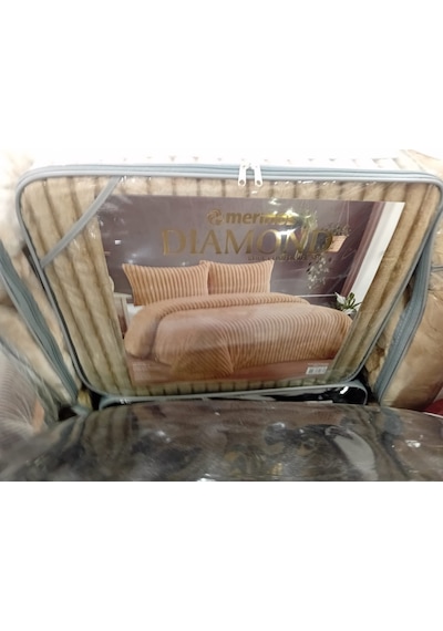 Merinos Diamond Kürk Riva Desen Comforter Set, Çift Kişilik Yorgan Seti 220x240 Kahve