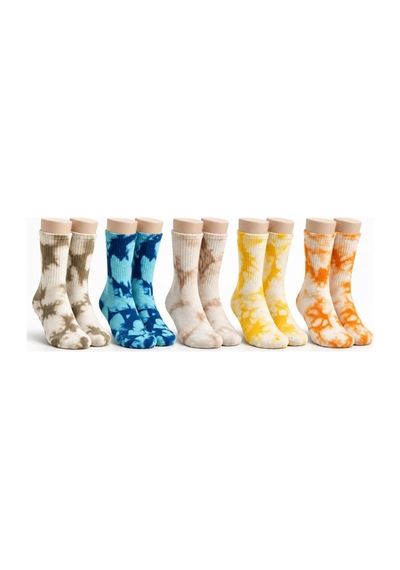 Genel Unisex Batik Desenli Çorap 5'li Set Pamuklu Renkli Uzun Soket Dikişsiz Çok Renkli / 39-44 / 5 Adet Çok  Renkli
