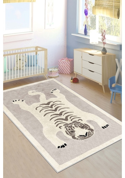 West Home Makinede Yıkanabilir Kaymaz Taban Leke Tutmaz Hayvan Figürlü Bebek Ve Çocuk Halısı Wh 569 White Beyaz