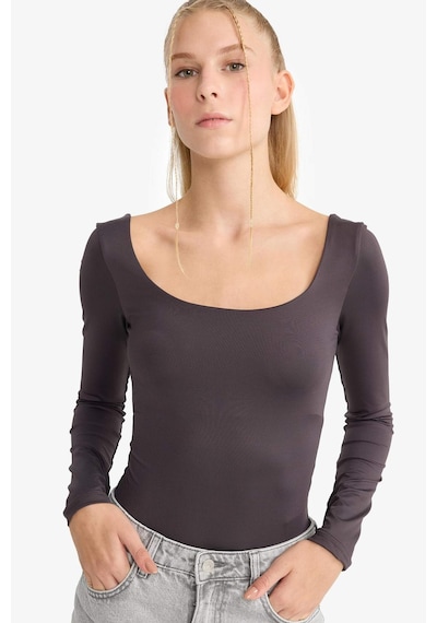 Defacto Coool U Yaka Uzun Kollu Çıtçıtlı Bodysuit F8042ax25aubn549 Kahve