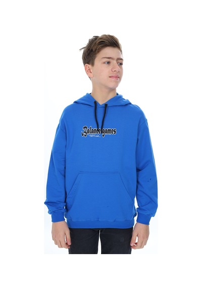 Toontoy Kids Toontoy Erkek Çocuk Oversize Kapüşonlu Hafif Düşük Omuz Baskılı Sweatshirt - 2 İplik Saks Toontoy Kids Toontoy Erkek Çocuk Oversize Kapüşonlu Hafif Düşük Omuz Baskılı Sweatshirt - 2 İplik Saks