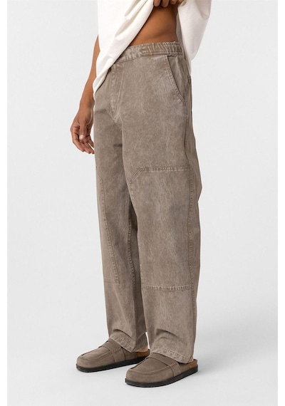 Vamos Yıkamalı Baggy Gabardin Pantolon Vizon