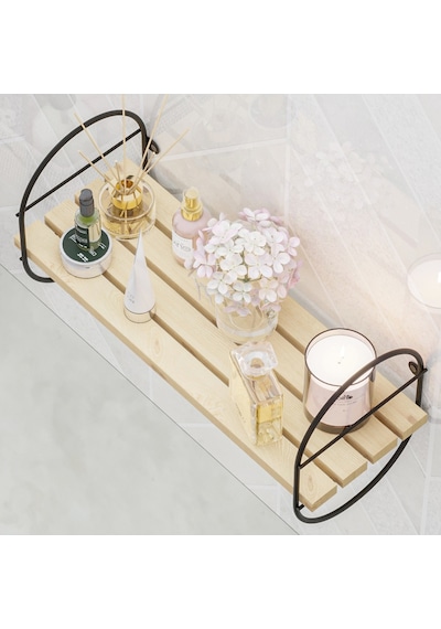 Bino Bino Duvar Rafı Kitaplık Ahşap Salon Banyo Mutfak Rafı Izgaralı