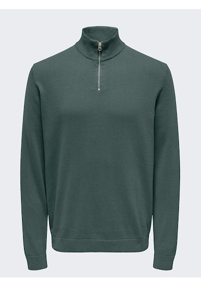 Only & Sons Onsalex Reg 12 Half Zıp Knıt Erkek Yeşil Kazak - 22022523