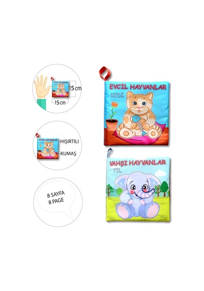 2 Kitap Tox Evcil Hayvanlar Ve Vahşi Hayvanlar Kumaş Sessiz Kitap