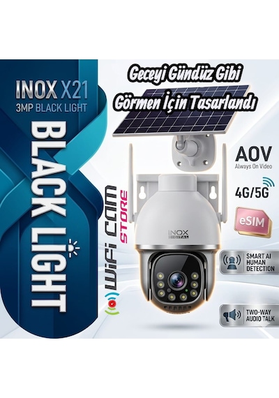 İnox X21 Aov 7/24 4g Solar Kamera Geceyi Gündüz Gösterebilme