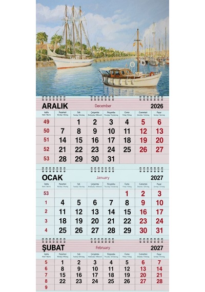 2027 Yılı Gemici Takvimi-yağlı Tablo Gemi