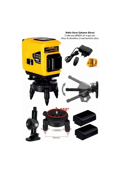 Böhrer Hb0028t 360 12 Köşe 3 Satır Otomatik Hizalama Su Terazili Yeşil Çizgi Lazer Hizalama