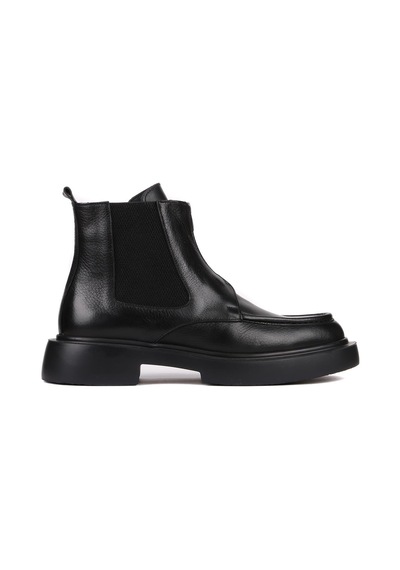 Shoetyle - Siyah Deri Fermuarlı Erkek Bot 250-085-1077 Siyah