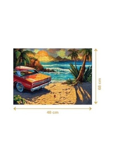 Sahildeki Araba 1000 Parça 2,2mm Kalınlık 48x68cm Profesyonel Hobi Puzzle Yapboz Serisi