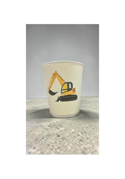 Kepçe İnşaat Tamir Doğumgünü Parti Etkinlik Temalı Tek Kullanımlık 7 Oz 50 Adet Karton Bardak 1