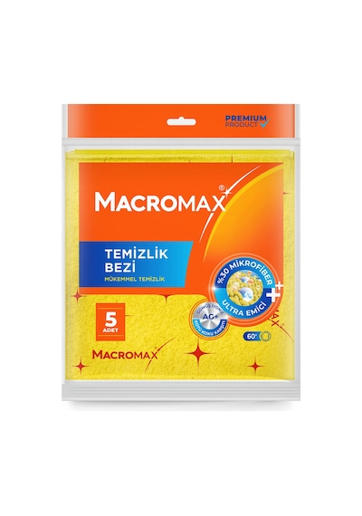 Macromax Temizlik Bezi 5'li 4 Adet Çok Renkli