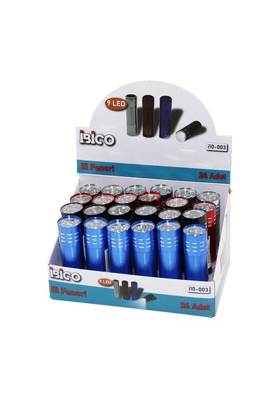 Elfeneri Güçlü Metal Kasa Kompakt Taşınabilir Şık Pratik Işık Mini El Feneri Pilli 9 Ledli 1 Adet