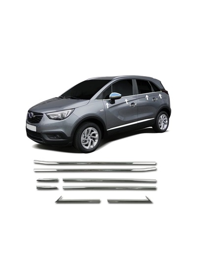Opel Crossland X Krom Cam Alt Çıta 8 Parça P.çelik 2017 Sonrası