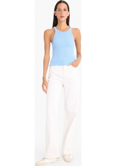 Defacto Slim Fit Dar Kesim Halter Yaka Fitilli Kaşkorse Atlet E2176ax25spbe303 Mavi