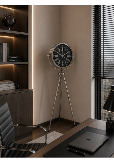 Büro Ev Ofis Dekoru İçin 150x45cm Krom Metal İhtişam Tripod Ayaklı Saat Diğer