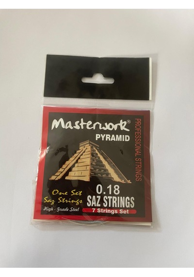 Masterwork Pyramid Profesyonel Saz Telleri, 0.18 Kısa Sap Tam Takım, 7 Tel Seti, Yüksek Kalite Çelik, 3 Adet Tezene Dahil