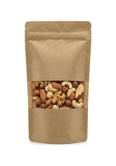 Meldoro Pencereli Kraft Doypack Kilitli Poşet 11x18,5 Cm - 50 Adet - Dik Duran Kilitli Torba, Küçük Boy Yaklaşık 100 Gr Malzeme İçin 4296