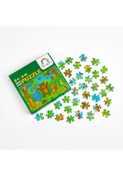 Mutlu Hayvanlar Mini Puzzle 40 Parça 3-7 Yaş Eğitici Çocuk Puzzle Yapboz
