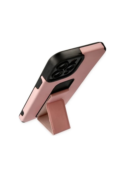 Mey İthalat Apple iPhone Uyumlu - 12 Pro Max Kılıf Mega Standlı Silikon - Pudra