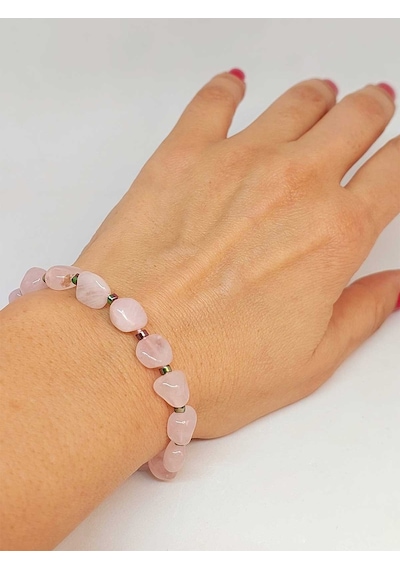 Pembe Kuvars Taşı Tasarım Bileklik 47116 Çok Renkli