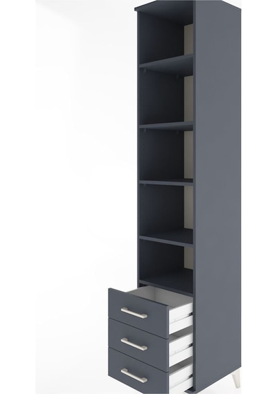 Hyperion Dolap 5 Raflı 3 Çekmeceli 44x44x221 Antrasit-antrasit Antrasit