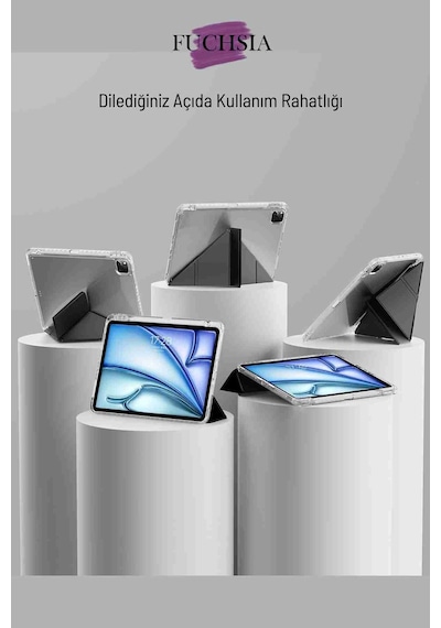 Galaxy Uyumlu Tab S10 Ultra Uyumlu 14.6 İnç Kalem Bölmeli Standlı Tri Folding Tablet Kılıfı Kapaklı Kılıf