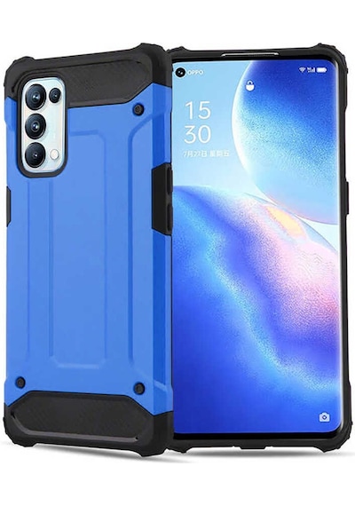 Noktaks - Oppo Reno 5 Pro 5g Uyumlu - Kılıf Çift Katman Zırh Tank Crash Military Kapak - Mavi