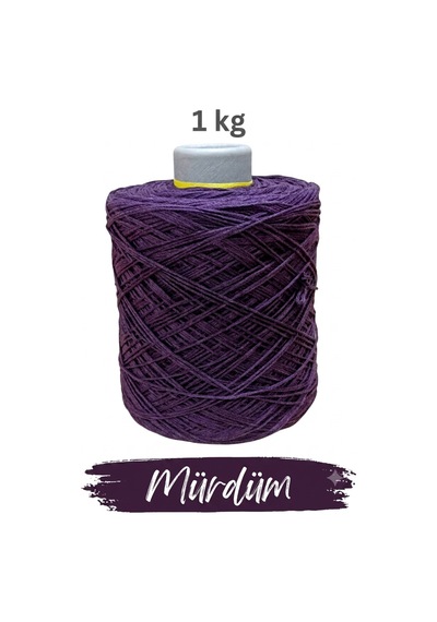 Premium İnce Cotton Zincir Makrome İpi Mürdüm 1 Kg - 2 Mm Çanta Runner İpi