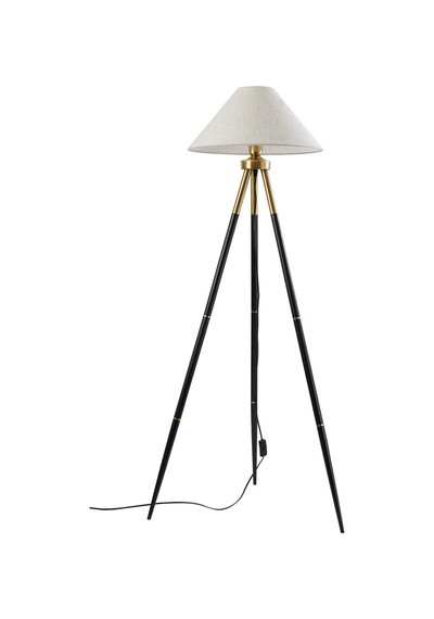 Cosby Siyah-eskitme Kaplamalı Tripod Metal 3 Ayaklı Lambader Krem
