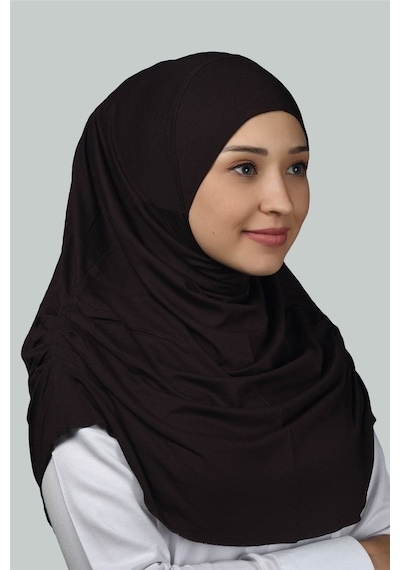 Altobeh Hazır Türban Büzgülü Pileli Pratik Eşarp Tesettür Hijab - Namaz Örtüsü - Koyu Kahverengi