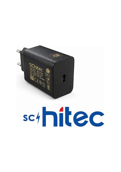 Schitec 45w Type-c Çıkışlı Hızlı Şarj Aleti Type-c To Type-c Kablolu Set Siyah Sc008
