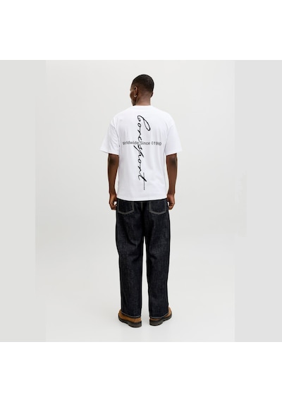 Jack & Jones Dust Script Erkek Beyaz Tişört 12292982-bw Beyaz