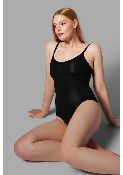 Womanandkids Night Siyah Seamless Zıbın Korse Çıtçıtlı BodyPush Up Etkili Karın Bel GöbekKadın Body Korse 9051