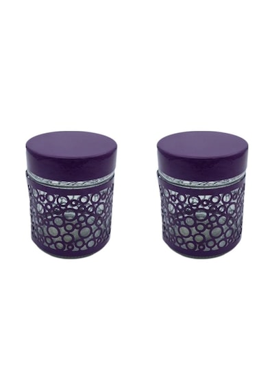 Fidex Home 2'li Renkli Cam Kavanoz Saklama Kabı 250ml Mor