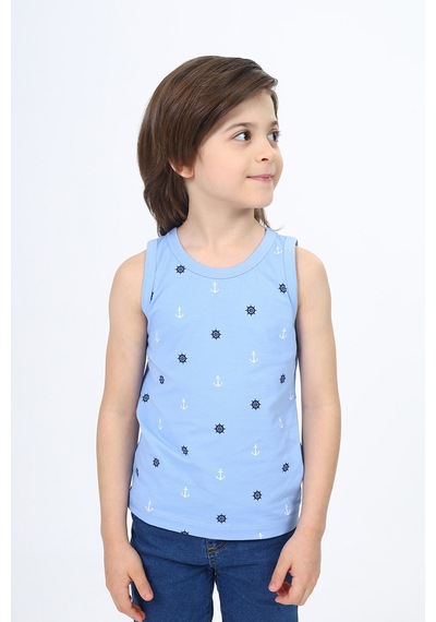 Toontoy Kids Toontoy Erkek Çocuk Baskılı Atlet Mavi