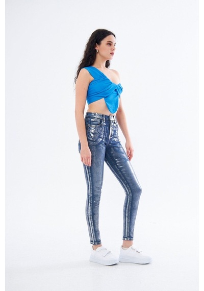 Varaklı Skinny Jean Pantolon 001